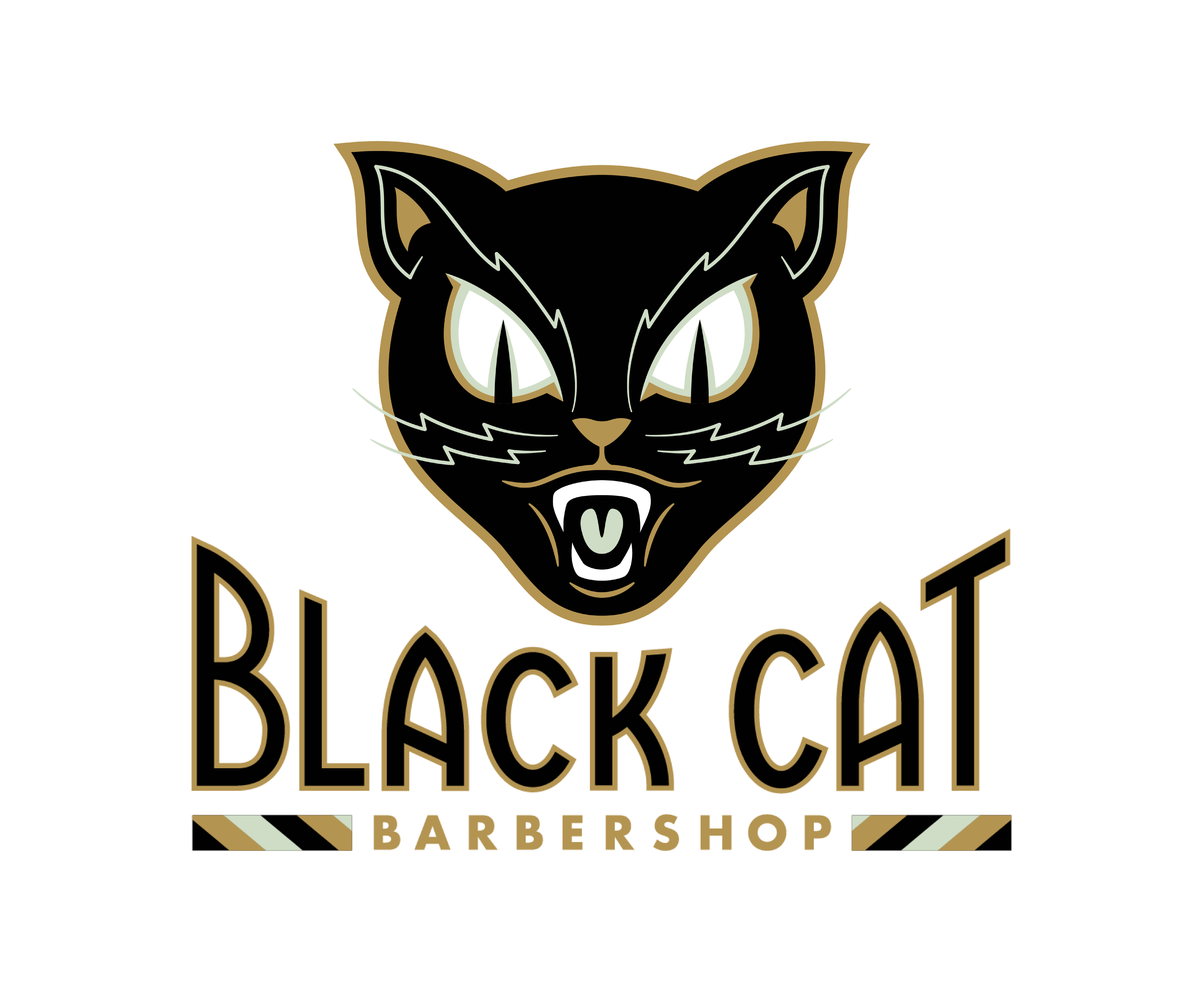Black Cat Barbershop Logo with Type